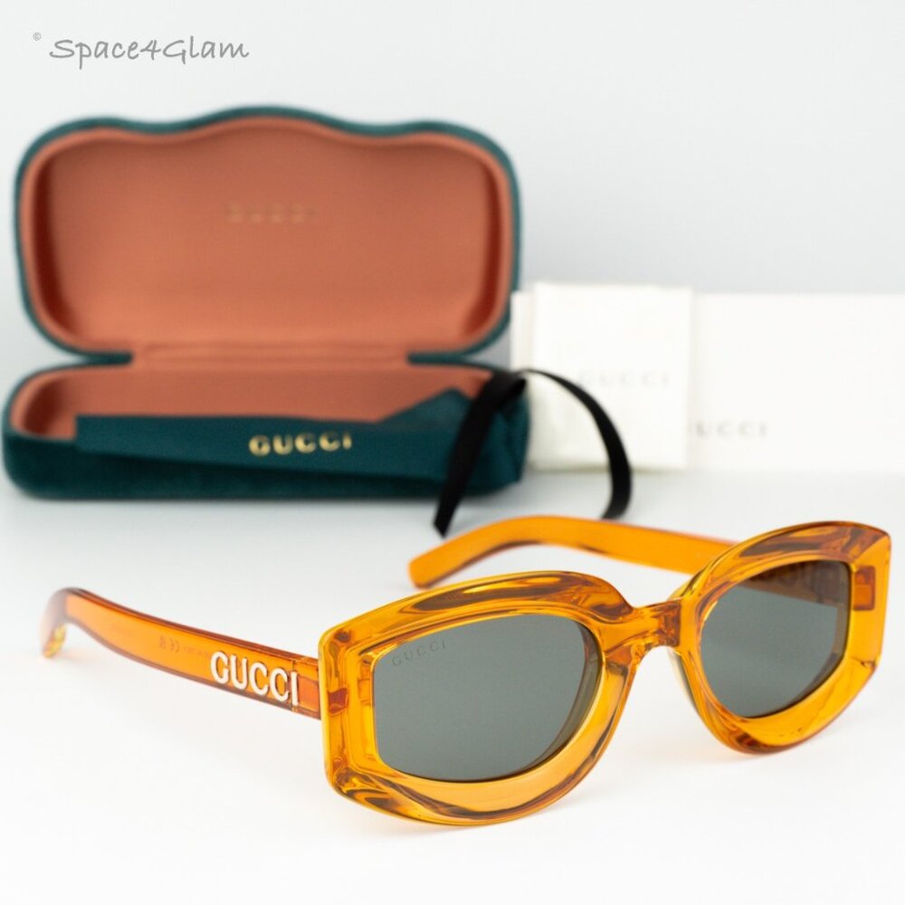 BRAND NEW Gucci GG1719S 005 Orange Grey Women Square Sunglasses GG 1719S - Picture 3 of 8